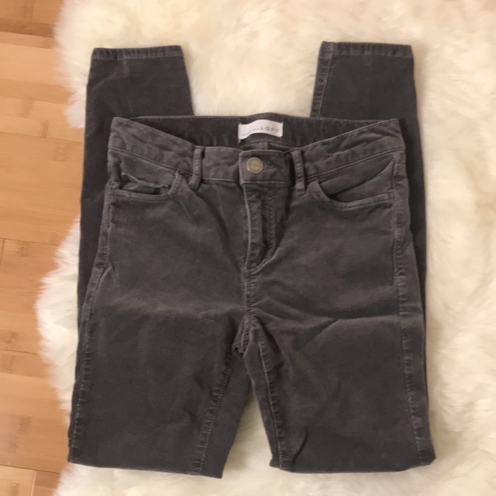Ann Taylor Loft Gray Corduroy Modern Skinny Pants 24 00 XS XXS